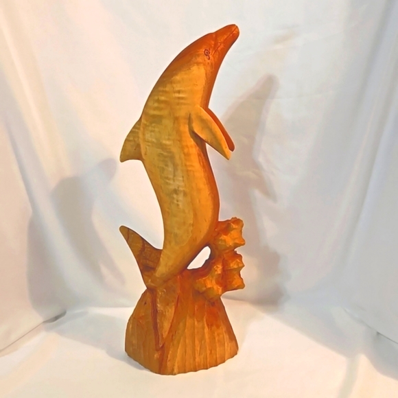 Wooden Handcrafted Decorative Figurine Dolphin Sculpture - Picture 4 of 14